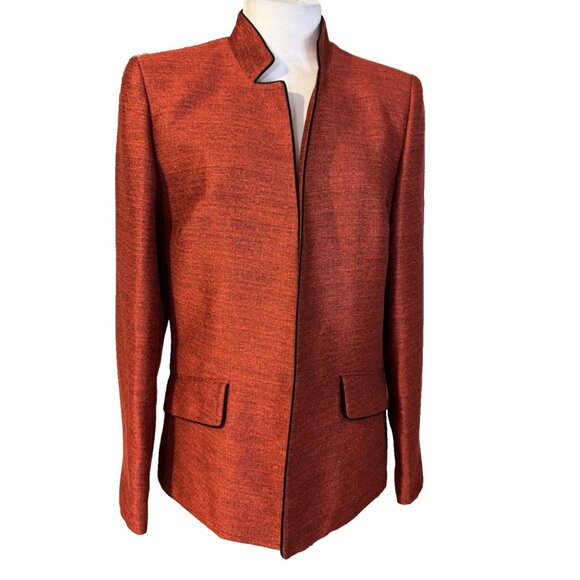 Kasper Suit Jacket Blazer 12 Ruby Red Black Shimmer Pockets Classic NEW - Picture 1 of 10
